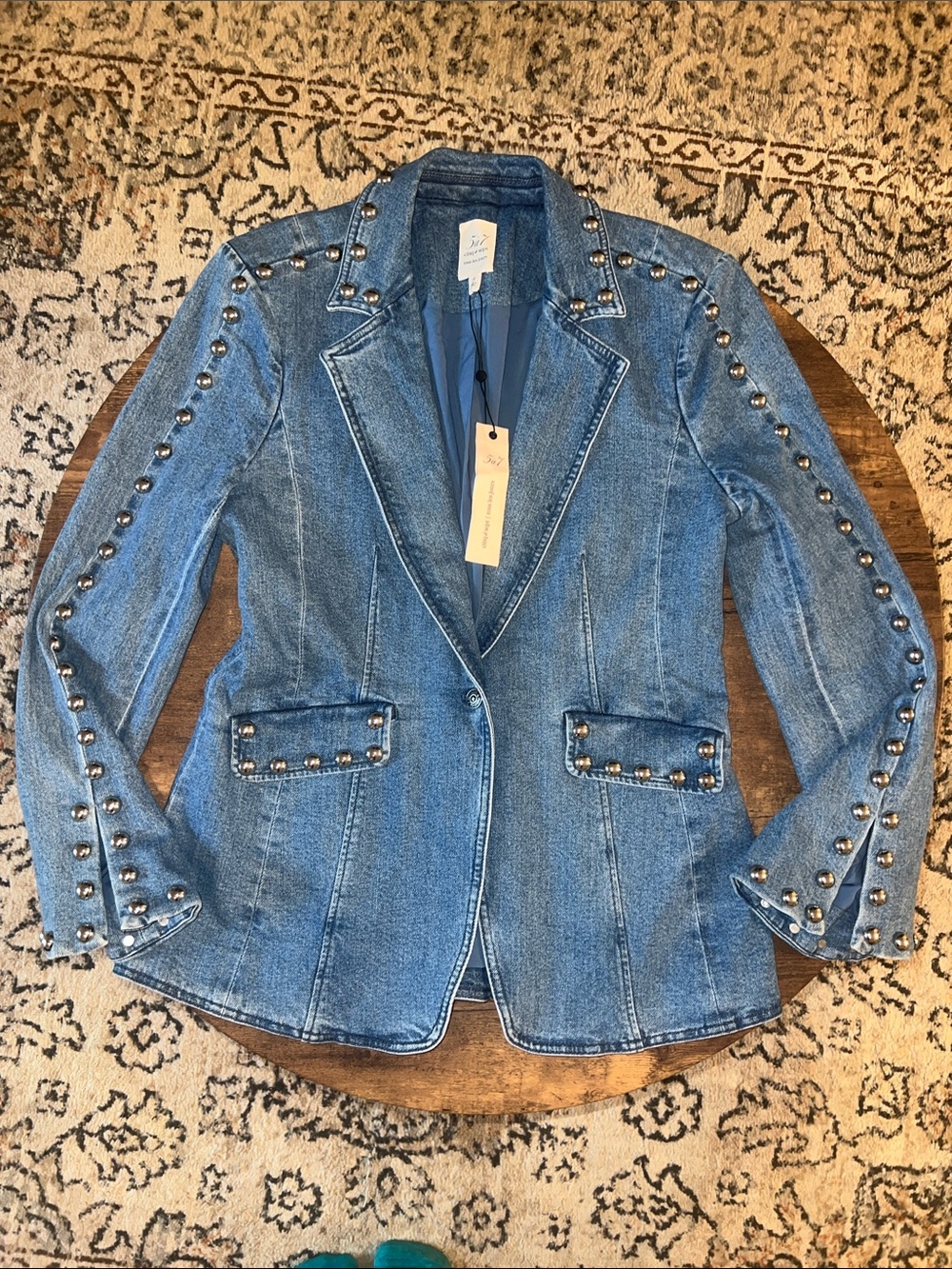 Cinq a Sept Milly Studded Denim Blazer - Picture 2 of 12
